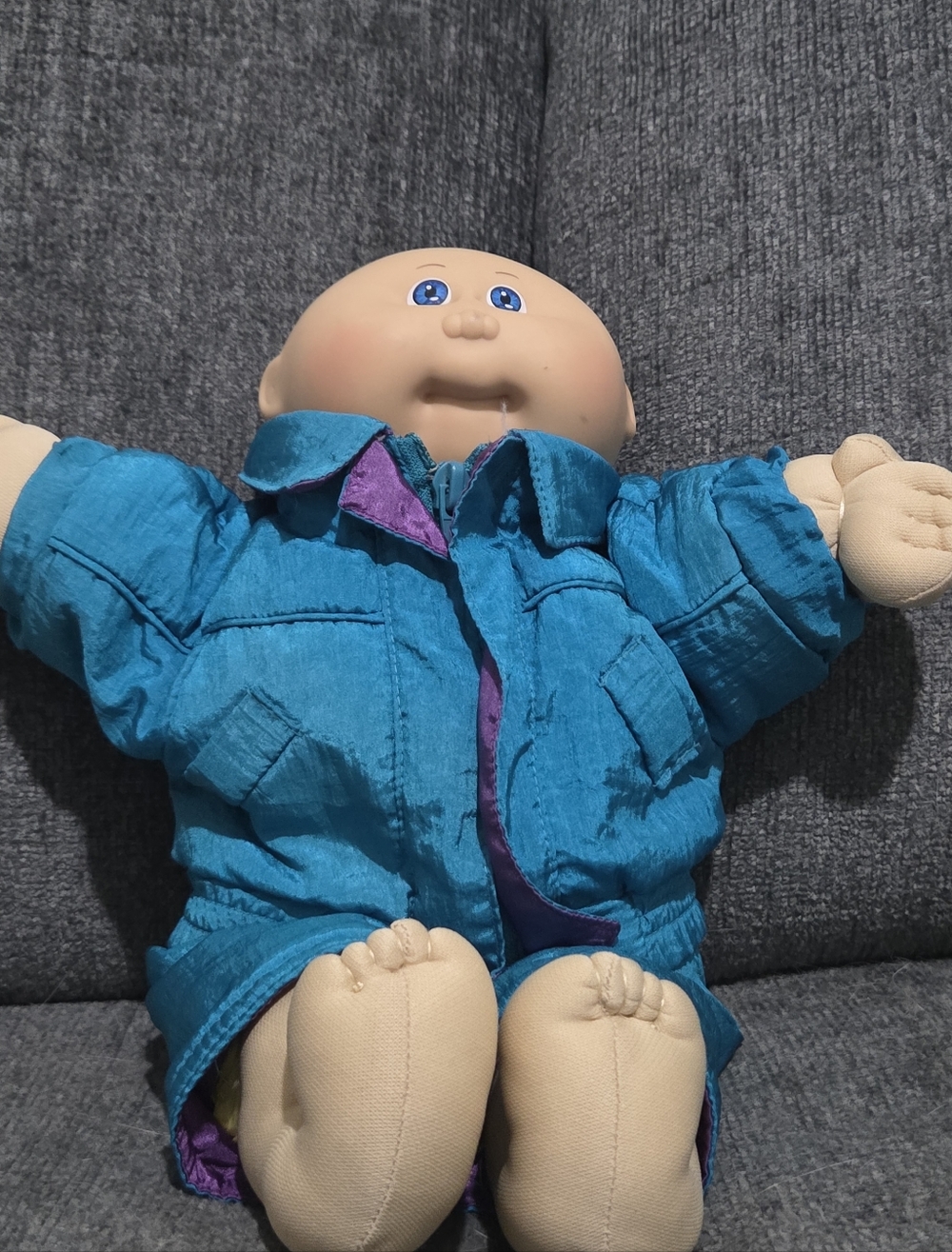 Plush Baby Doll in Bright Teal Jacket - Kids Toy
